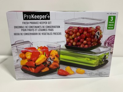 ProKeeper Fresh Produce Keeper Set with Air-Flow Vent System, Square & Long,