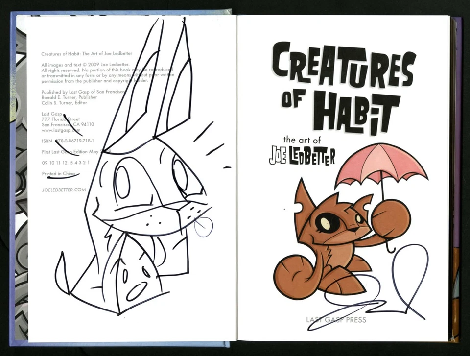 Joe Ledbetter SIGNED AUTOGRAPHED Creatures of Habit + SKETCH HC 1st Ed 1st Print - Image 2 of 4