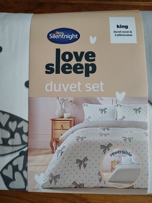 SilentNight superweiches King-Bettwäscheset Schleifen-Design neu mit Etikett