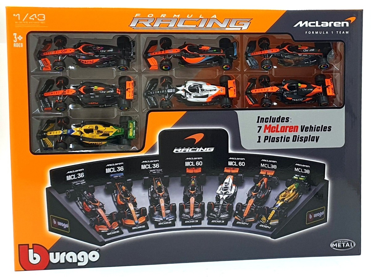 Bburago Chevrolet（シボレー）ミニカー＋フレグランスボトルセット Burago 1/43 Scale 18-38169 - McLaren Racing 7 Cars and Display
