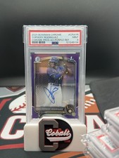 2025  Yophery Rodriguez Bowman Chrome Prospects  1st Auto Purple Red 250 PSA 9