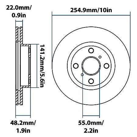 Rotor de freno Carquest Wearever YH141869 - Toyota Corolla 93-02 y más Foto 2 de 2