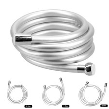 Smooth Matt Silver Shower Hose Brass Pipe Standard Bore PVC Long Flexible 1.5/2m