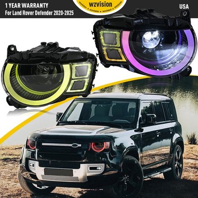 2PCS RGB LED Projector Headlights For Land Rover Defender 2020-2025 Head Lamps