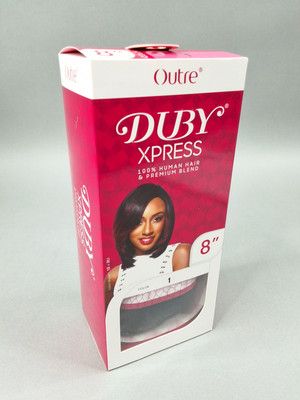 8'' #1 Jet Black Duby Xpress Bob Human & Synthetic Blend Hair Extensions Weft