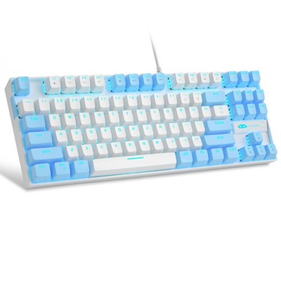 75% Mechanical Gaming Keyboard Red Switch LED Blue Backlit 87 Keys White Blue