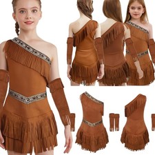 Conjunto de disfraces aborígenes indígenas para niñas falda elegante espectáculo de borlas nativas