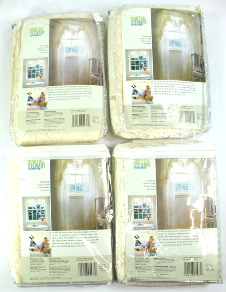 Four Martha Stewart 花园花卉花边面板窗帘 40 英寸宽 x 84 英寸长 Vint 1998 — 第 4/4 张图片