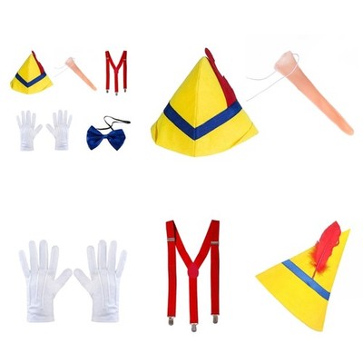 Story Book Characters Costume Puppet Costume,Long Nose Caps Suspender Necktie