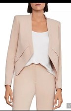 BCBG MAXAZRIA SIZE L ABREE DRAPE OPEN FRONT SYMMETRIC HEM JACKET-BLAZER
