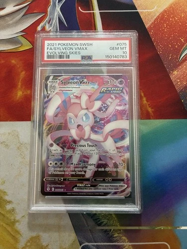 POKEMON CARD SWORD & SHIELD EVOLVING SKIES #075 FULL ART/SYLVEON VMAX PSA 10