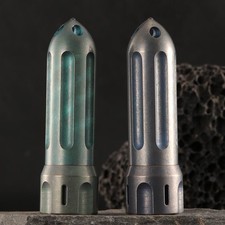 EDC Titanium Pill Case Holder Container Organizer Keychain Pendant Rocket Shape