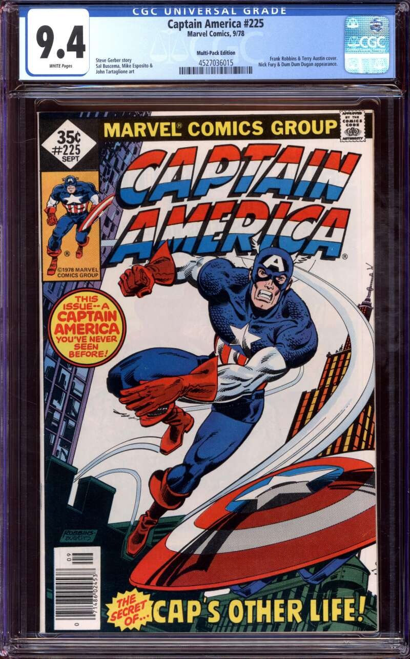 CAPTAIN AMERICA #225 CGC 9.4 WHITE PAGES // MULTI-PACK EDITION MARVEL 1978