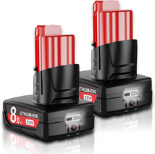 2Packs Upgraded 8.0Ah Replacement for Milwaukee M12 Battery 12V Lithium LCD Disp