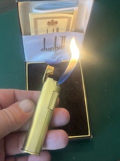 Vintage Gold Plated Dunhill Rollagas Dress Lighter And Box
