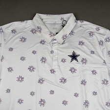 Dallas Cowboys Polo Shirt Mens 3XL White NFL Football Antigua Fireworks USA 4th