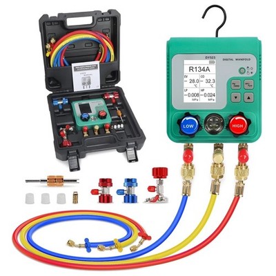HVAC Digital Manifold Gauge Set, 92 Refrigerant Dual Pressure & Vacuum Test HVAC