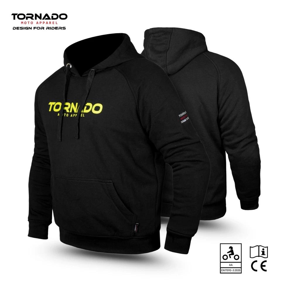 TORNADO Motorcycle Motorbike Mens Hoodie Full Protective Armour Lined Fleece Protection