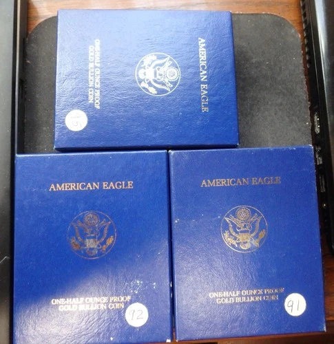 Gold Eagle 1/2oz Proof Boxes (3)-no coins