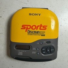 Vintage Sony Sports Discman D-451SP Yellow Shock Protection Portable CD Player
