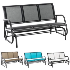 Outsunny Patio 3-Seat Glider Bench Chair Rocker Heavy-Duty Outdoor Garden