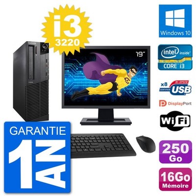 PC Lenovo M92p SFF Schwarz 19'' Intel i3-3220 16GB RAM 250GB Windows 10 Wifi