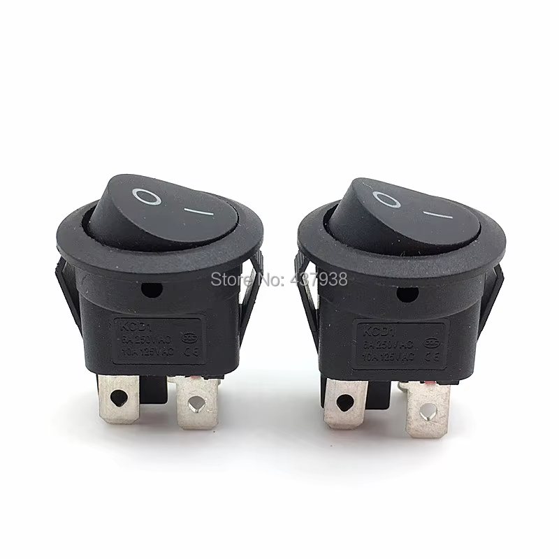 5PCS KCD1 224N Round Rocker Switch 4 Pin SPST ON/OFF 6A 250V 10A 125V ...