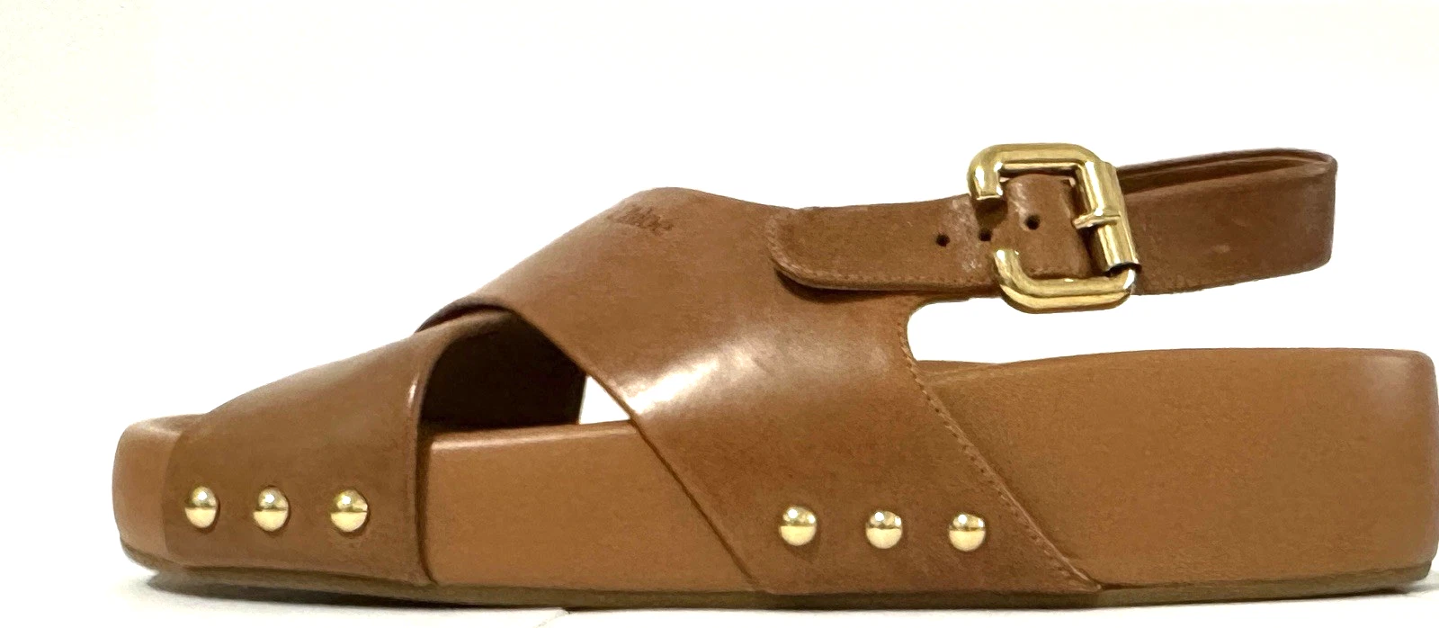 Chloe — Chloe Women's Mae Ginger Brown Sandal Size 38 US 8