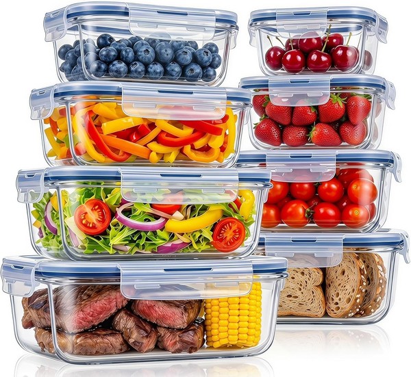 GlasbehäLter Mit Deckel 16-Teilig(8 BehäLter& 8 Deckel),Meal Prep Boxen Glas,Spü-image