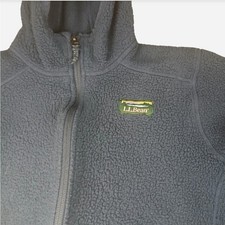 LL Bean Jacket Youth L 14/16 Blue Fleece Full Zip Hooded Outdoors Youth Hike