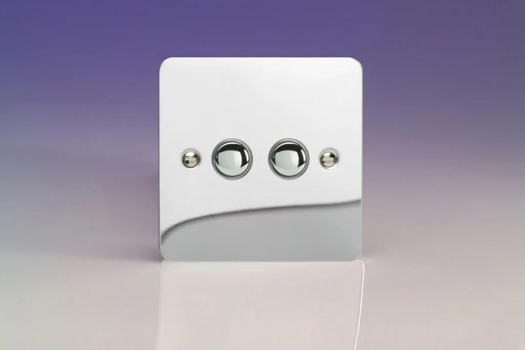 Switch Silver Double Momentary 6A 2-Gang Ultraflat Polished Chrome Varilight