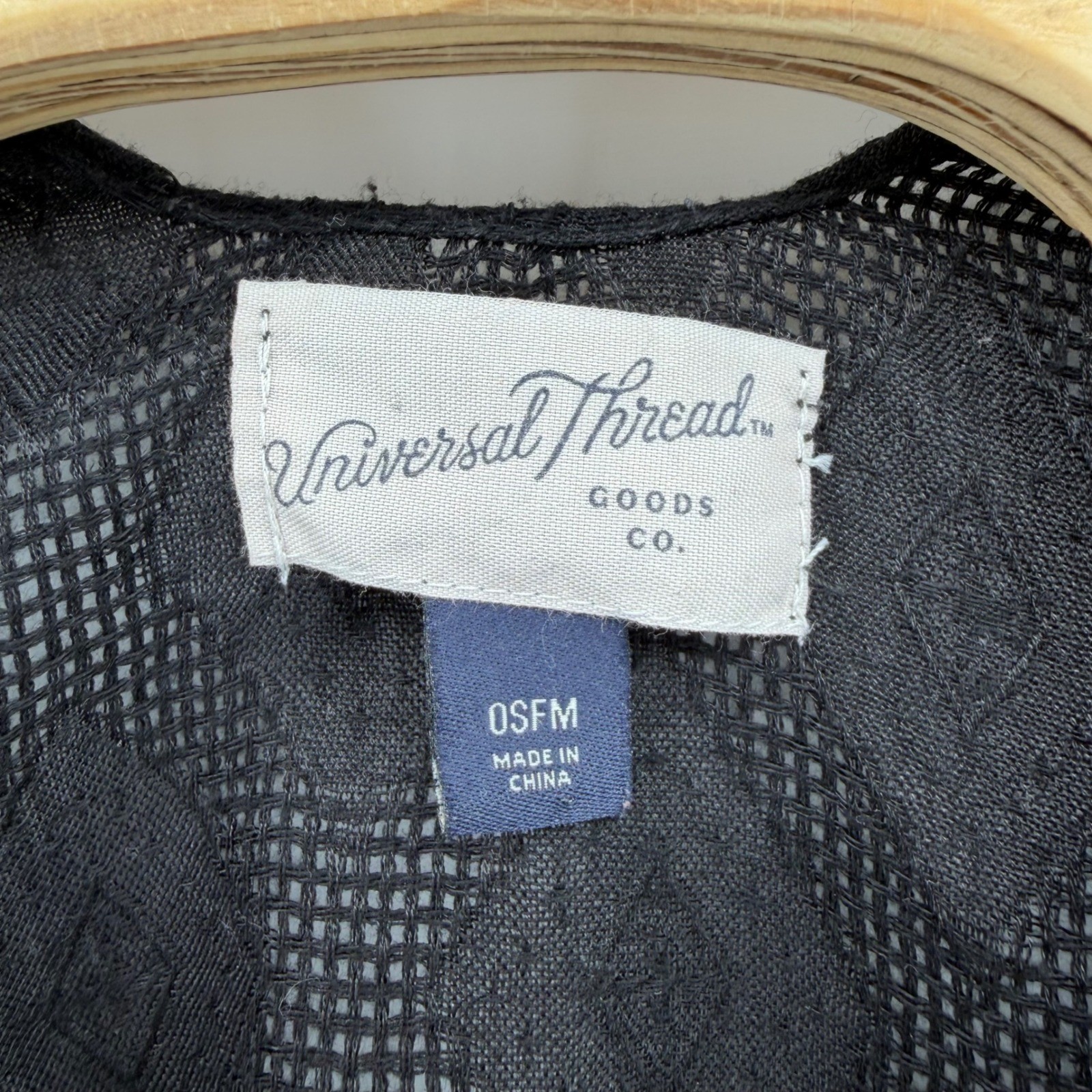 Universal Thread Black Geometric Mesh Open Front … - image 4