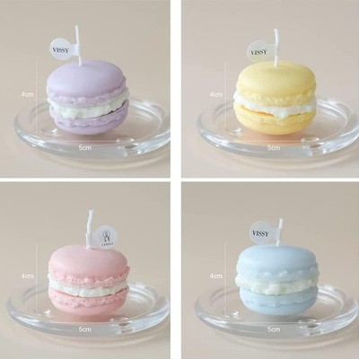 4 Macaron Duftkerzen Set Niedlich Handarbeit Aromatherapie Wohndeko Mehrfarbig