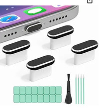 USB-C Dust Plug 4PCS, Anti-Dust Port Protector for Phones  Devices Black 