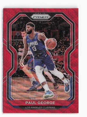2020-21 Panini Prizm - Ruby Wave Prizms #14 Paul George Los Angeles Clippers