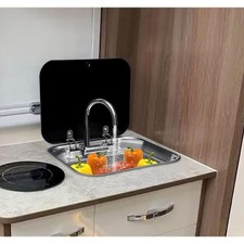 Stainless Steel Campervan Sink + Hot Cold Tap Kit For Camper Caravan Kitchen New