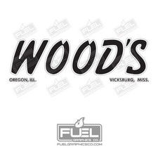 Woods Belly Mower Vintage Equipment Premium Vinyl Decal - 10" wide x 3.18" tall