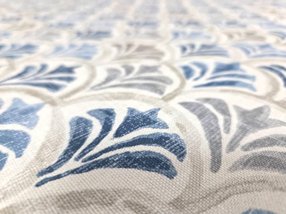 Magnolia COUNTESS DELFT Indigo Blue Fleur de Lis Designer Drapery Uph Fabric - Image 3 of 3