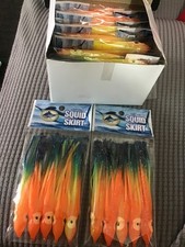 55 PC~Offshore Angler  4-1/2" Octopus Squid Skirt Chartreuse Orange (5pk x 11)