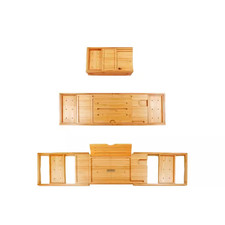 Bamboo Bathtub Tray Bathroom Tray with Adjustable Design in Natural for Bathroom
