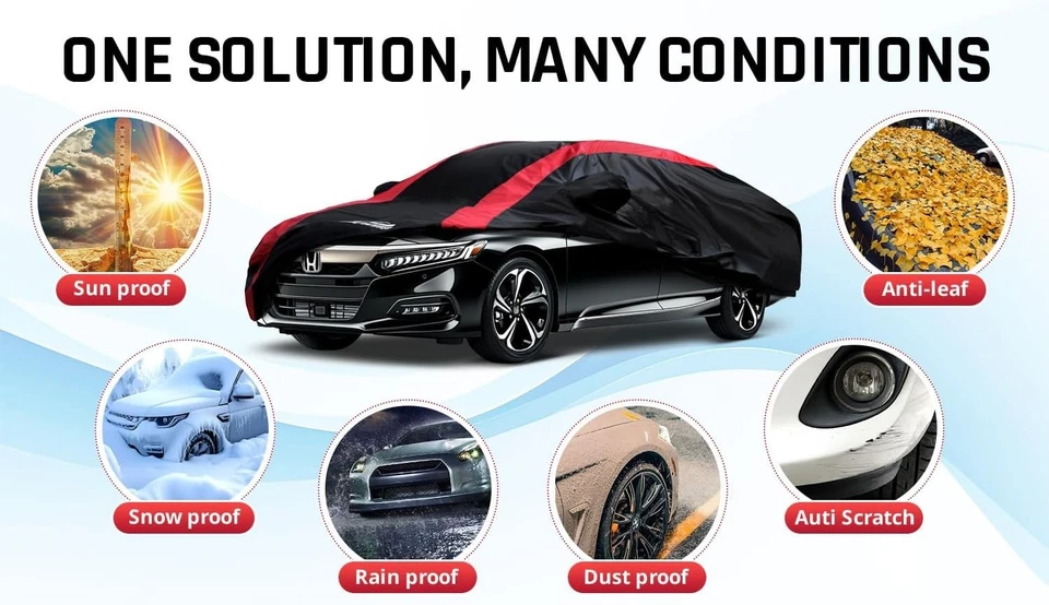 Fit For Honda Accord 1998–2025 Waterproof Car Cover All Weather with Door Zipper Foto 4 de 4