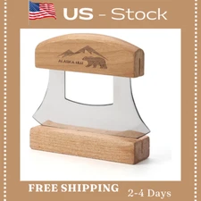 Alaskan Mezzaluna Ulu Knife Salad Veggies Rocker Chopper Slicer Cutter Hashing