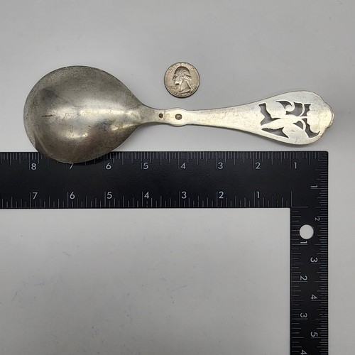 1949 Vintage Denmark Butterfly & Flower - 826 Silver Serving Spoon - 8.1" - Picture 19 of 19