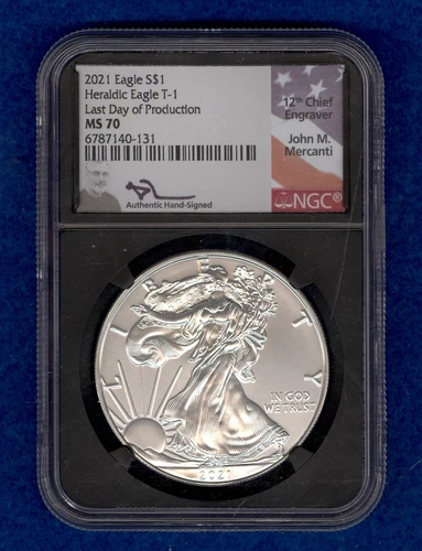 2021 Type 1 American Silver Eagle NGC MS70 Mercanti Signature Label