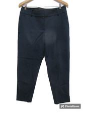 Sz 8 Ann Taylor Loft WOOL Blend Navy Pants Julie Tapered High Rise Trouser 32X27