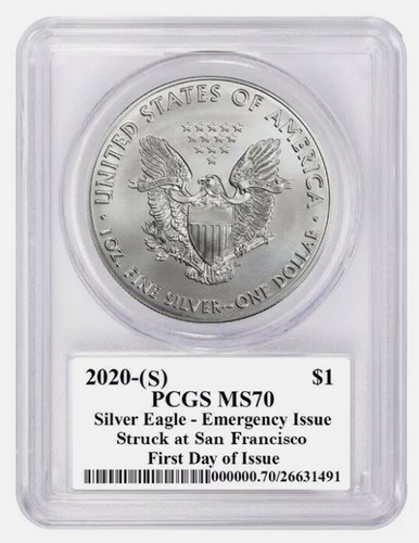 2020 (S) ASE $1 PCGS MS70 Emergency Issue San Francisco FDOI Gary Whitley signiert - Bild 2 von 4