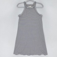 Madewell Dress Womens Extra Small White Blue Striped District Halter Ribbed