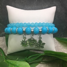 2 PC Handmade Bohemian Beaded Stackable Stretch Bracelet Set New Free Ship 7734