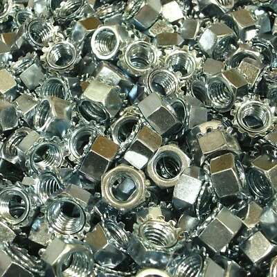 PLATONIX (250) 3/8"-16 Keps Lock Nut (K-Lock) Hex Nut Coarse Thread Zinc Plated