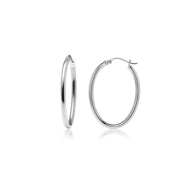 Ovale Creolen 2 mm in Sterlingsilber, 25 mm